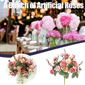 Ghirlandă De Flori Cortina Buchet 7 Buchet Artificial 21 Decorative Constând Trandafiri De Mătase Ramuri Artificiale Flori Artificiale Imagine