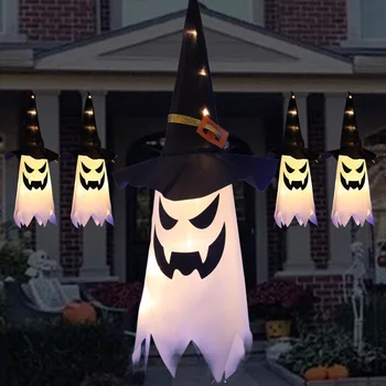 Halloween LED-uri Stralucitoare Pălărie de Vrăjitor Lumini Intermitente Agățat Ghost Festival Dress Up Prop Petrecere de Halloween Bar Acasă Decorare 2023 Imagine