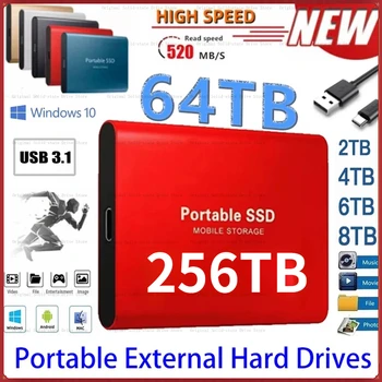 Hard Disk extern Portabil SSD de 2TB 4TB Extern Solid state Drive USB 3.1/Tip-C Hard Disk de Mare Viteză de Stocare pentru PC/Mac/Telefoane Imagine