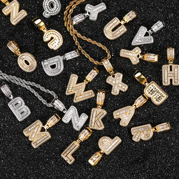 HOYON Noi Hip-Hop, Rock Cubanez Lanț men\'s colier Argint placat cu aur de 18K Scrisoare Pandantiv-O-Z din oțel Inoxidabil lanț de bijuterii Imagine
