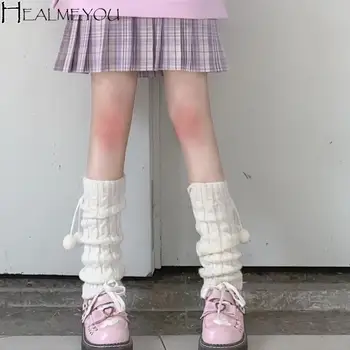 Japonezii de Iarnă Șosete Calde Lolita Cald Picior Ciorapi de Lână Ball Tricot Încălțăminte pentru Femei Toamna și Iarna Cald Șosete Picior Stivuite Șosete Imagine