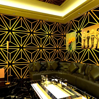 KTV Tapet Karaoke Hall Flash Perete Pânză 3D Reflectorizante Speciale Carouri Model Geometric Tema Caseta de Fundal Tapet de Perete Imagine