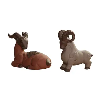 Lut Capra Mini Ceai Figurina animal de Companie, Accesorii Animale Mici Statuie Artistice Adorabil Ceai Kung Fu animale de Companie Model pentru Sală de Yoga Raft Imagine