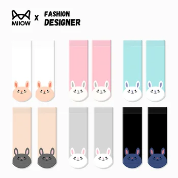 MiiOW Designer de Moda 6Pairs/Set pentru Femei 100 Bumbac Pur Șosete Lungi de Iepure de Desene animate Drăguț Amuzant Ciorapi pentru Fete Imagine