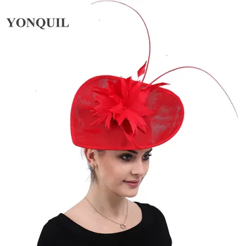 Mireasa Nunta Roșie Fascinator Pălărie Fanvy Florale De Partid Femei Diadema Bentita Mireasa Căsătorie Derby Ocazie Pălării Capace Frumos Imagine