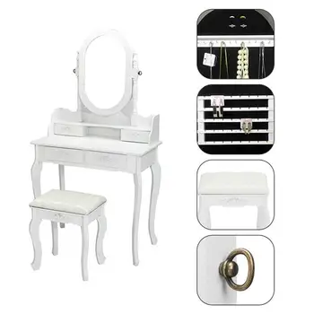 Modern, Simplu, Singură Oglindă Bijuterii Cabinet Masa de toaleta, de Înaltă calitate și Ușor de instalat,Alb,Potrivit Pentru Dormitor etc Imagine