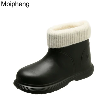 Moipheng Negru Cizme de Zapada pentru Femei Impermeabil de Pluș Platforma Pantofi Fete Dulci Calde Glezna Cizme de Iarna Plat cu Pantofi Botas Mujer Imagine