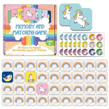 Montessori Copiii de Potrivire de Memorie Carduri de Jucărie Copilul de Memorie Joc de Puzzle de Desene animate de Animale Perechi de Asociere Jocuri de cărți Pentru Mamă-copil Imagine