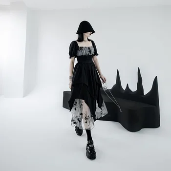 negru slim montarea rochie pentru femei vara 2023 design, cu un gât pătrat y2k ocazie formale vestidos 2023 femei rochie Imagine