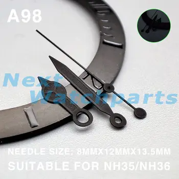 Negru Vopsit Negru Tapiterie Tri-romb Mâinile Ceas pentru Miyota NH35/36 4R/7S/NH38 Imagine
