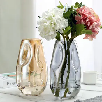 Nordic INS Simplu Camera de zi Acasă Decorative Vaze de Flori Decorative Vaze Transparente Vaza de Sticla Verde Marar Hidroponice Vaza Imagine