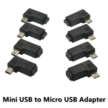 Noul Mini USB la Micro USB Adaptor de 90 de Grade la Stânga și la Dreapta Unghi Micro USB de sex Masculin la Mini USB de sex Feminin Tip B Conector de Încărcare de Date Imagine