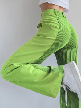 Pantaloni Femei Talie Mare Mozaic Stil coreean Drept-picior Pantaloni Cargo Pantaloni Negri Casual Confort Toamna Streetwear Femei Imagine
