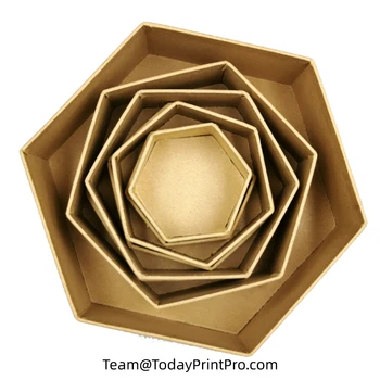 Personalizat Hexagonale Cutie de Hârtie, Formă Neregulată Hârtie de Ambalaj Cutie de Cadou pentru Inel Colier Imagine