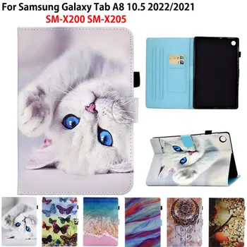 Pictat Suport Pliante Funda pentru Samsung Galaxy Tab A8 2021 Cazul SM-X200 SM-X205 10.5 inch Comprimat Inteligent Acoperire Moale Spate Coque Imagine