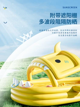 Piscina Casa Automata Gonflabile pentru Copii și Copil de Înot Găleată Acasă Rechin Piscină în aer liber Mare Imagine