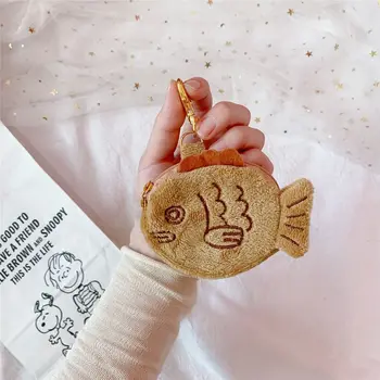 Plus Sac De Ruj Geanta Mini Card Pachet Pește Mic Pungă Moale Taiyaki Monedă Pungă Cu Fermoar Portofel Portofel Breloc Imagine