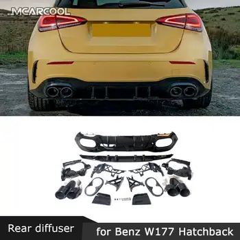 PP Material Carbon Look Bara Spate Buza Difuzor Pentru Mercedes Benz W177 A180 A200 A250 A35 A45 Hatchback 2020+ Imagine