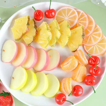 Simulare de Fructe Recuzită PVC Capsuni Felie de Ananas Fructe False Pandantiv Sac de Portocale Piersici Mere Pere Struguri, Lamaie, Piersica Ornament Imagine