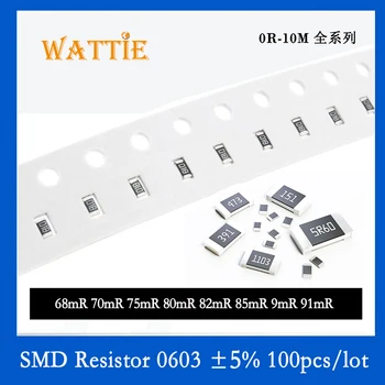 SMD Rezistor 0603 5% 0.068 R 0.075 R 0.082 R 0.085 R 0.09 R 0.091 R 100BUC/lot chip rezistențe 1/10W Ultra rezistență scăzută valoare Imagine