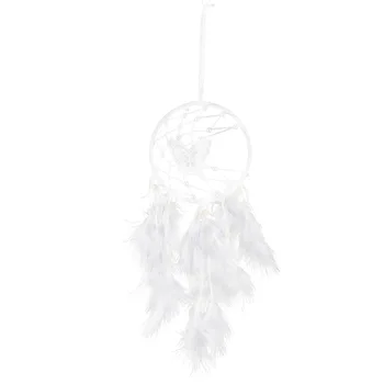 Stil Distinctiv Alb Fluturi Din Pene Dream Catcher Acasă Agățat De Perete Ornament Fata Cadou Imagine