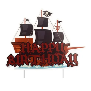 Temă Pirat Party Decorare Tort Pirate Nautice Tort Insertii Temă Pirat Fericit Ziua De Naștere Tort Toppers Imagine