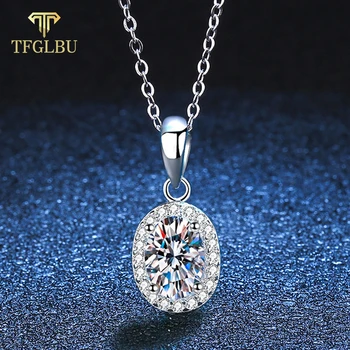 TFGLBU 1CT Trece Testul Incolor Moissanite Argint 925 Pandantiv pentru Femei Ovale Tăiat Diamant Colier Elegant de Înaltă Calitate Imagine