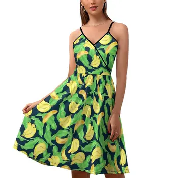 Tropicale Banane Rochie Fructe De Imprimare Rochii Sexy Femei De Stradă În Stil Rochie Casual De Pe Umăr Personalizat De Dimensiuni Mari Vestido Imagine