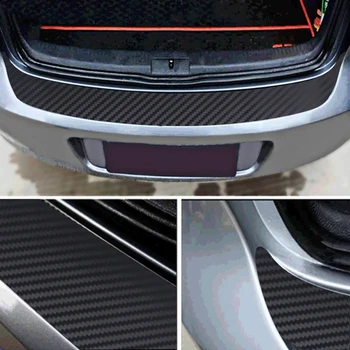 Universal Portbagajul din Spate Garda Placa de Autocolant Auto Bara Spate Tapiterie Anti-a Dat Zero de Protecție Autocolant Benzi de Fibra de Carbon 3D Film Imagine