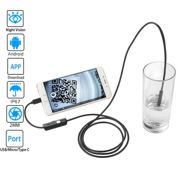 USB Mini Camera 5,5 mm cablu de Tip C Mobile App HD Endoscop cu LED-uri Impermeabil Interior Masina Inspecție Portabil Imagine