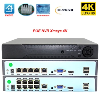 Xmeye 4K 4Ch POE NVR 8Channel Video Recorder Pentru POE 48V 8MP, 5MP de Supraveghere IP Camera Fata Detecta Audio Onvif P2P Imagine